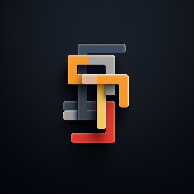 a black background with a red and orange geometric design.