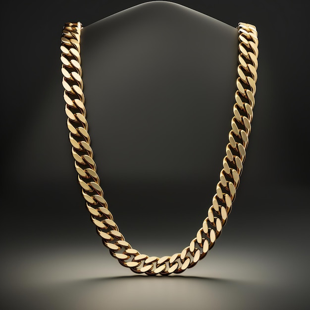 Black Background with a Shining Golden Chain