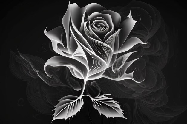 単一の燃えるようなバラの花びらを持つ黒の背景