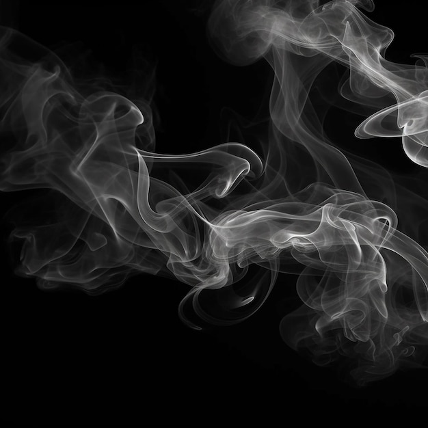 a black background with smoke flowing in the air.