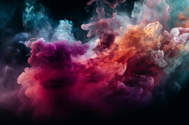 A black background with smoke and smoke in red, blue, and purple colors.