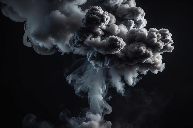 Photo black background with smoke in spotlight