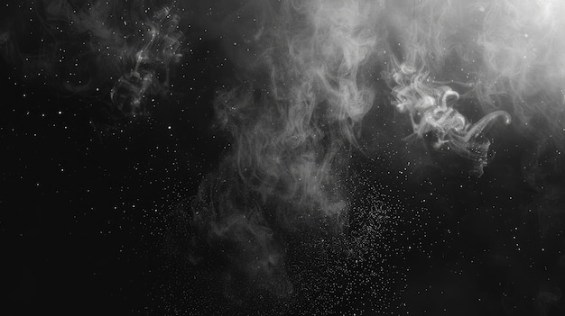 a black background with smoke and steam