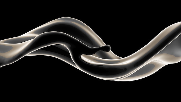 Black background with splash of liquid. 3d illustration