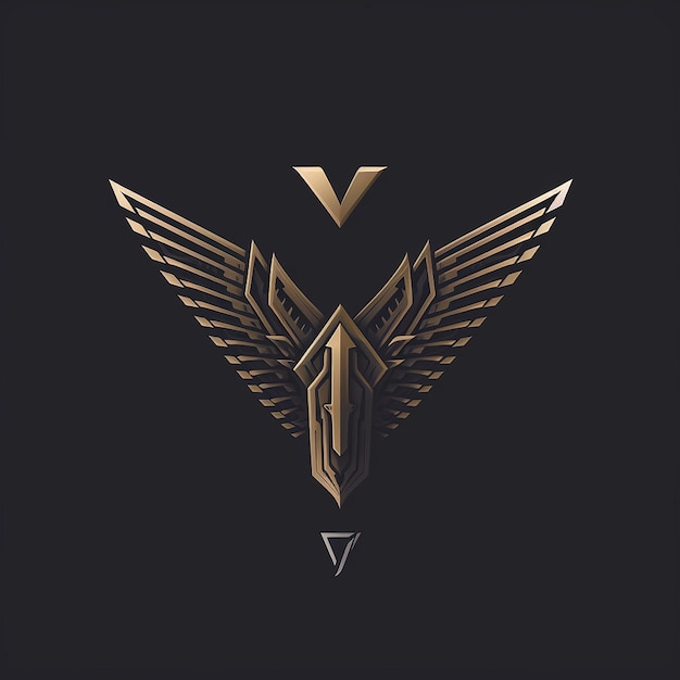 a black background with a symbol of a winged.