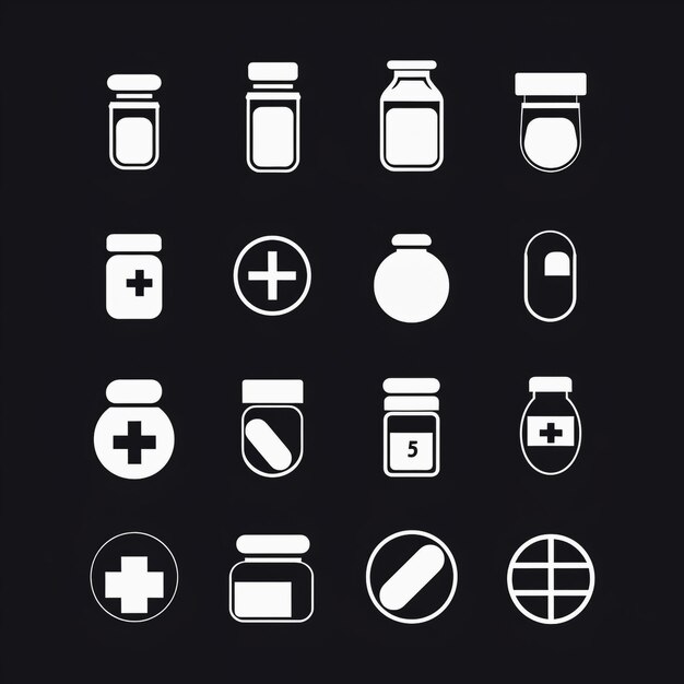 Photo a black background with various items including medicine medicine medicine medicine and medicine