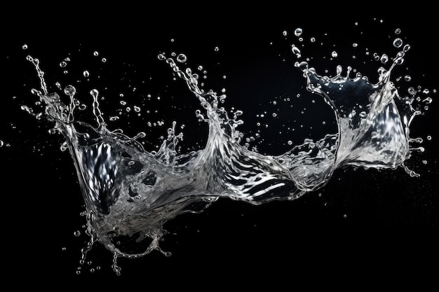 Black background with water splashing