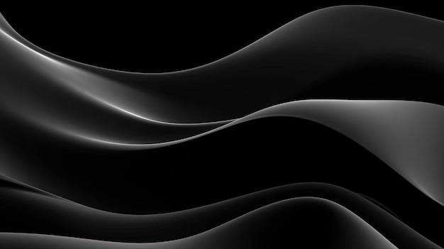черный фон с волнистыми кривыми в стиле мягких и закругленных форм