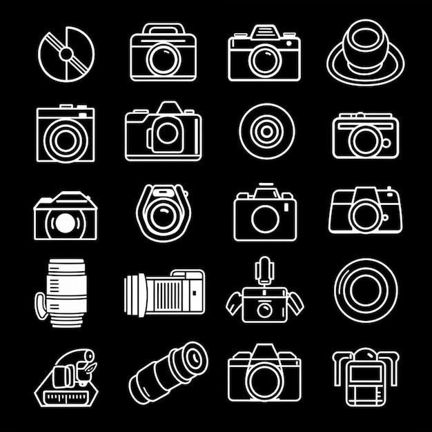 a black background with a white and black sign that sayscameraon it