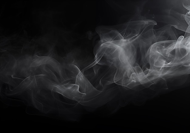 Photo a black background with white smoke in the middle