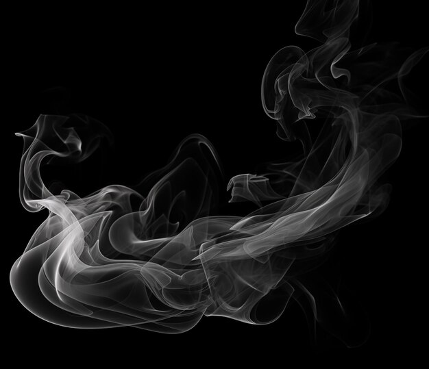Photo a black background with white smoke in the middle