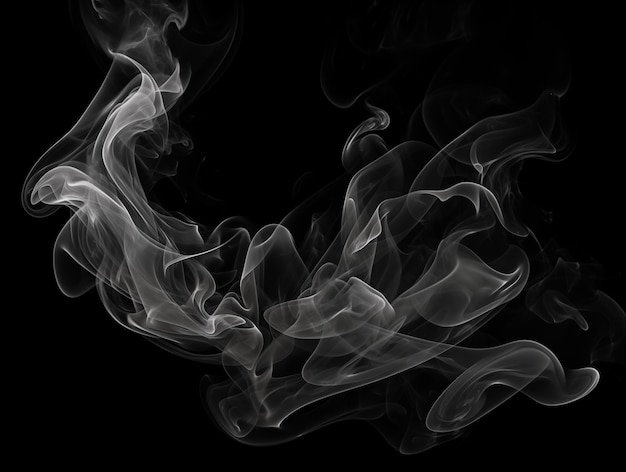 Photo a black background with white smoke in the middle