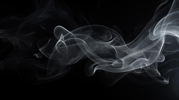 Photo a black background with white smoke in the middle