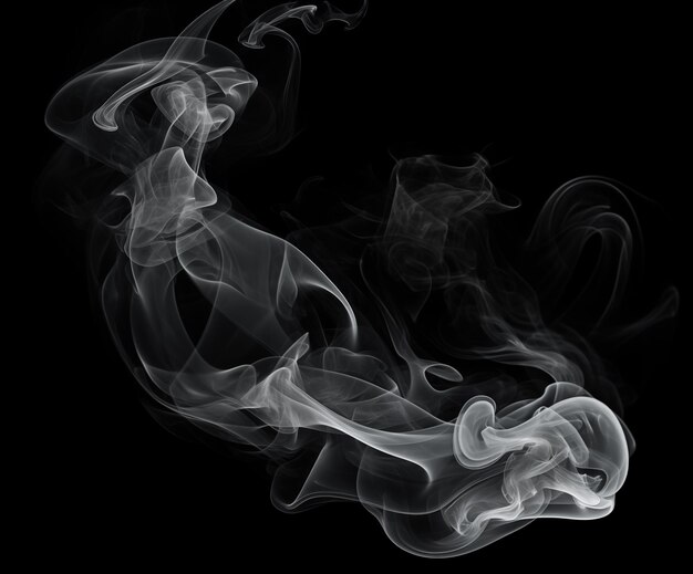 Photo a black background with white smoke in the middle