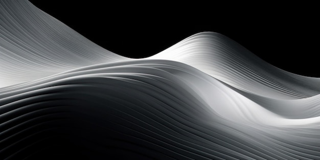 a black background with a white wave in the middle of it.