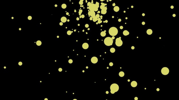 Photo black background with yellow circles abstract black background with yellow chaotic particles