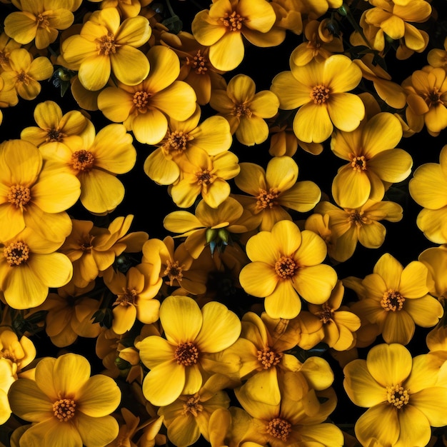 Foto uno sfondo nero con fiori gialli su di esso