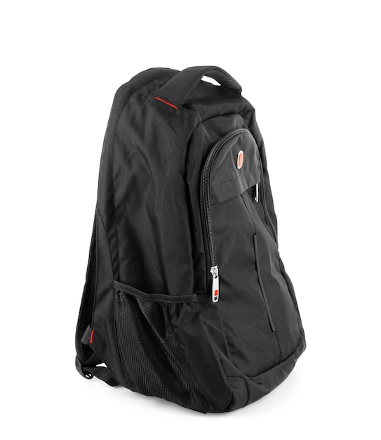 Black backpack isolated over white background with clipping path