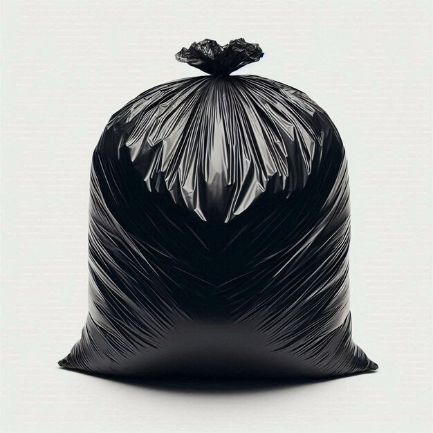 a black bag of black trash is wrapped in black plastic