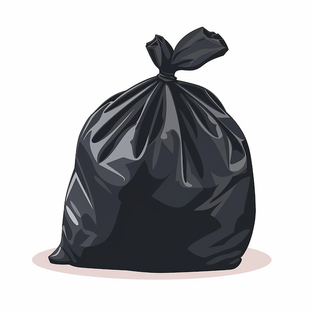 a black bag of garbage has a black plastic bag on it