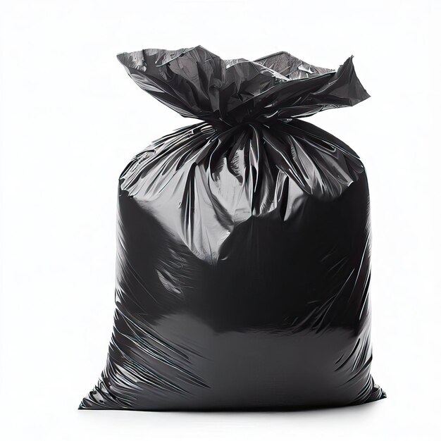 a black bag of garbage is wrapped in black plastic.