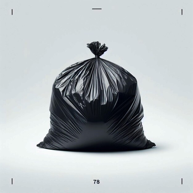a black bag of garbage with the number 17 on it