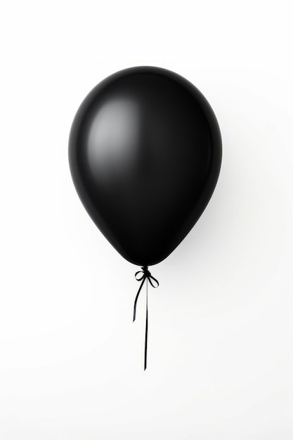 Black balloon tied to wall with string on it Generative AI