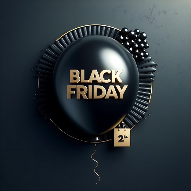 Photo a black balloon with the words black friday on it