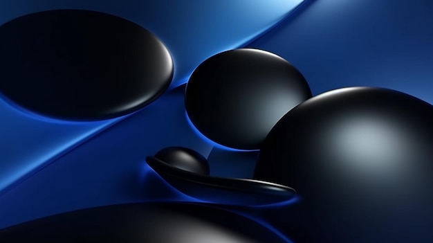 Black balls on a blue background