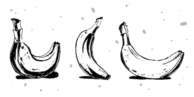 Photo black banana in vintage style on white background