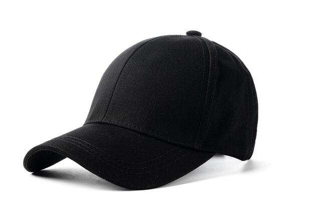 Black baseball cap on white background