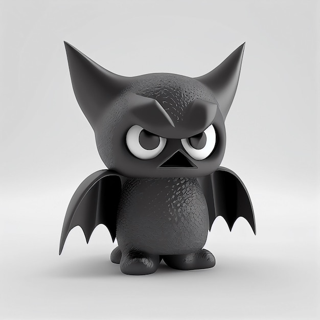 A black bat figure with a white background and a black face.