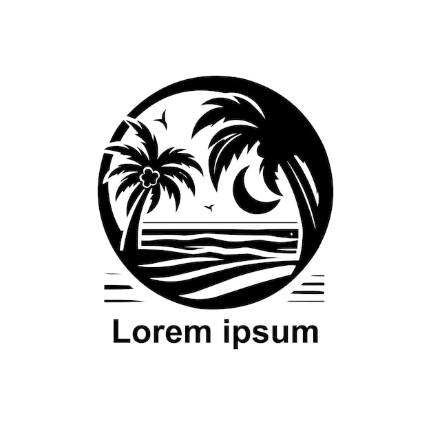 写真 白い背景の黒いビーチのロゴ