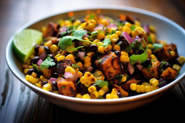 Black Bean and Corn Salad with Red Onion and Cila