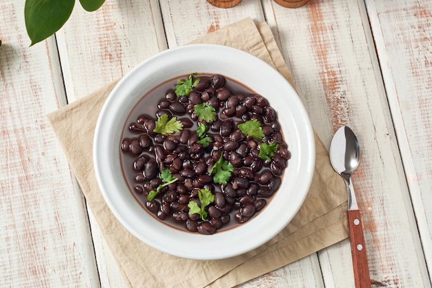 Photo black bean soup or stew latin american or mexican cuisine