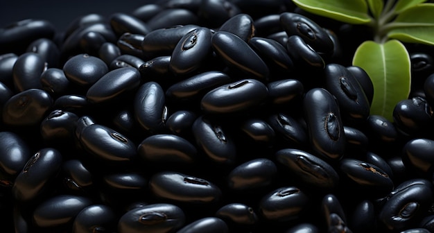 black beans on a black slate table