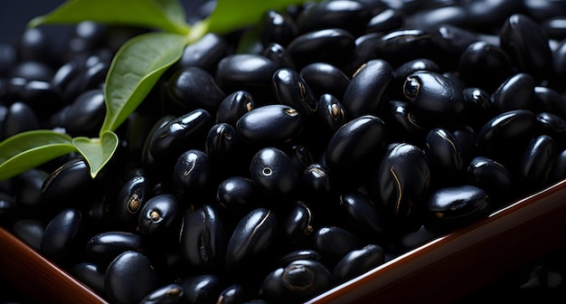 black beans on a black slate table