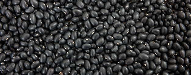 Photo black beans uncooked full background banner top view