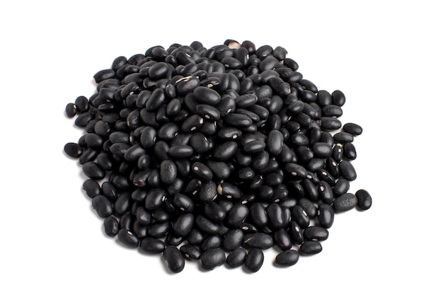 Black beans on white background