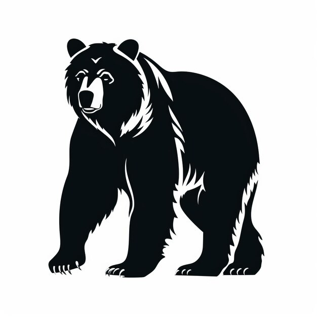 Photo black bear silhouette logo design on white background
