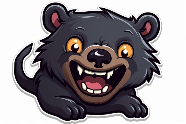 Черный медведь с широкой улыбкой на лице.