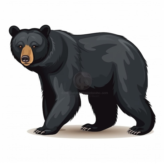 A black bear with a black face and a white background.