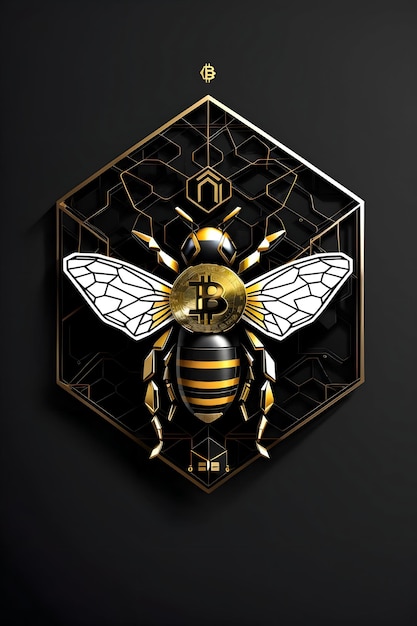 Photo black bee logo for a new bitcoin style cryptocurrency