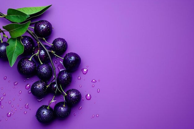 Black Berries on Purple Background