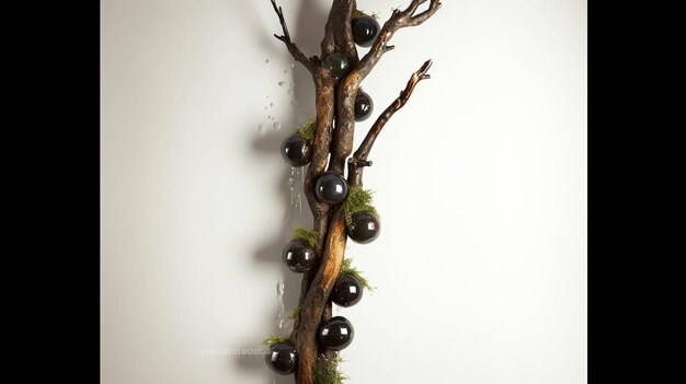 木の枝に黒いベリーの高精細写真クリエイティブ画像