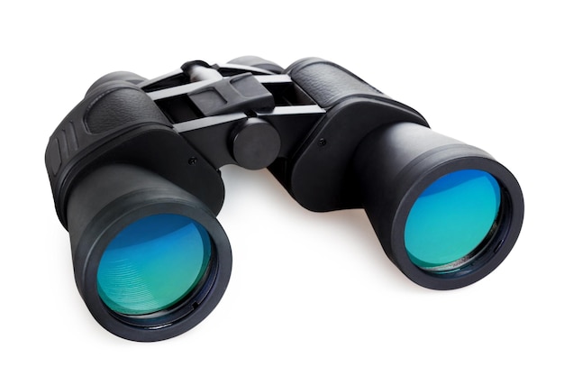 Black binoculars isolated over white background