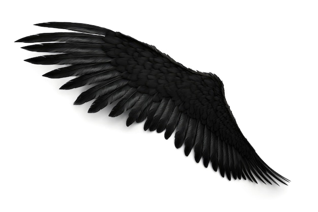 Black bird or angel wing isolated on white background