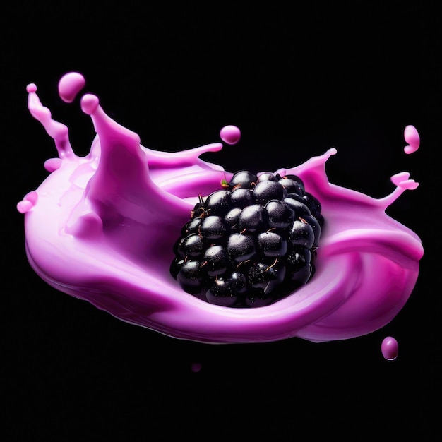 Black blackberry yogurt splash