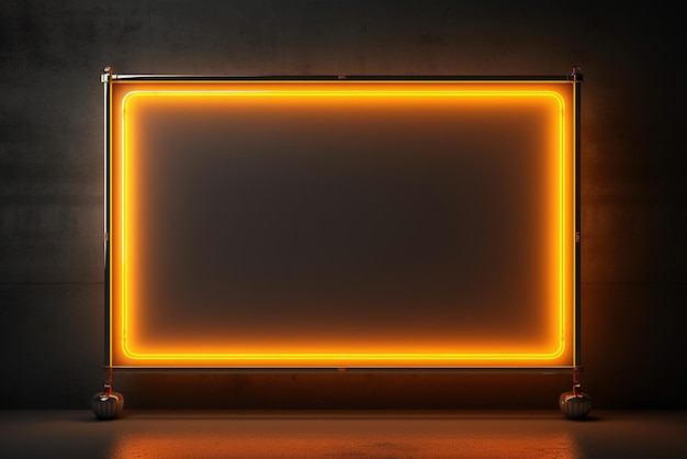 a black blank billboard with yellow neon outline generative AI