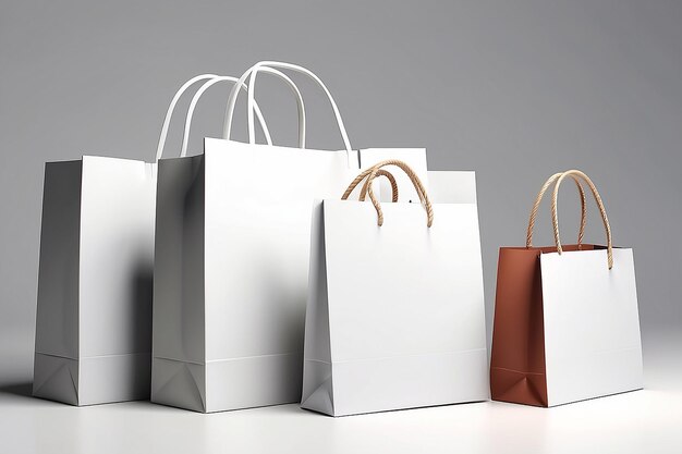 Black blank box and shopping bag on a white background mock up 3d rendering